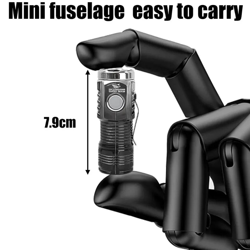 Mini Powerful LED Flashlight USB Rechargeable Strong Light Torch with Three Eye Flashlight Portable Camping Fishing Lantern eprolo