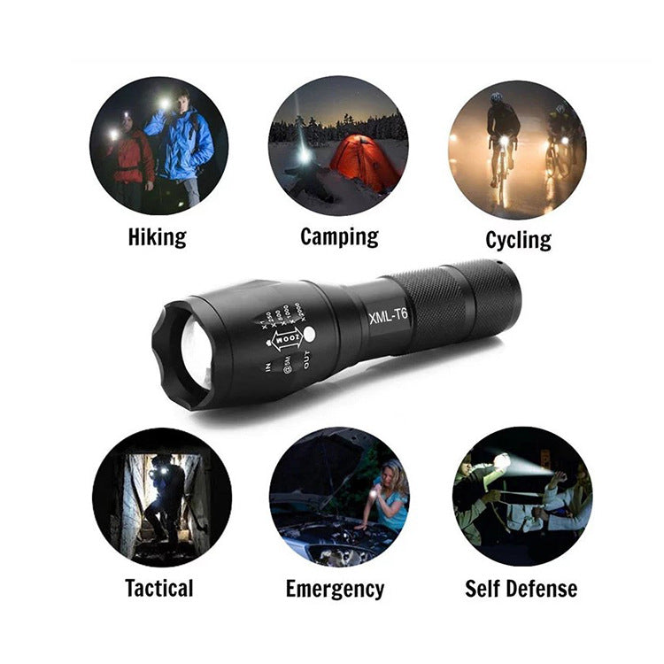 a100 Hand Held Led Strong Light T6 Camping Rechargeable Telescopic Zoom L2 High-Power Outdoor Camping Flashlight eprolo