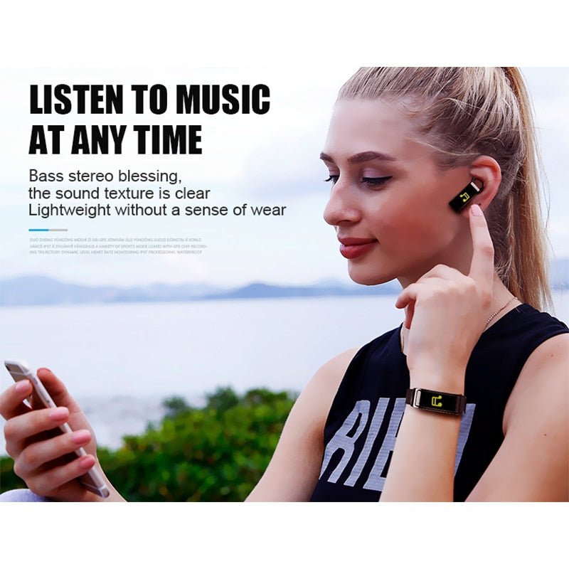 Y3 PLUS Bluetooth Headset Smart Bracelet 2 in 1 watch with earbuds Wristband health monitoring Sports Earphone and Mic eprolo