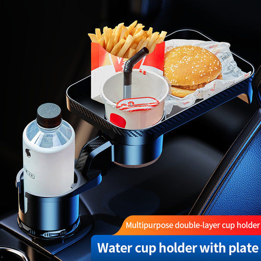 Car 360-Degree Rotating Dinner Plate Car Beverage Coffee Burger Water Cup Small Table Rack eprolo