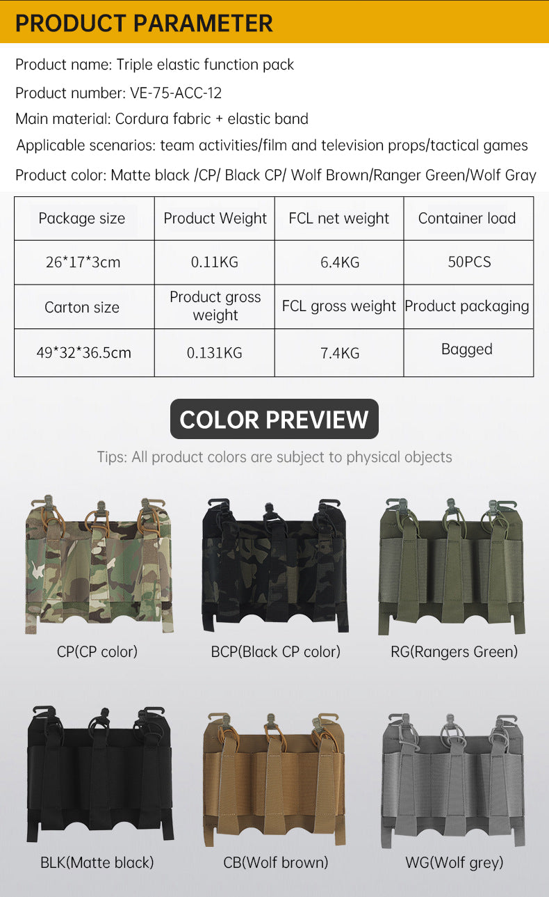 Outdoor 5.56 Triple Magazine Pouches Tactical Pouch Molle Mag Pouch for Hunting Vest eprolo