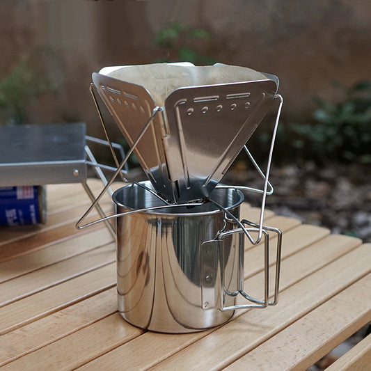 Coffee Drip Rack Outdoor Camping Portable Stainless Steel Folding Funnel Filter Cup Coffee Stove Coffee Grounds Filter eprolo