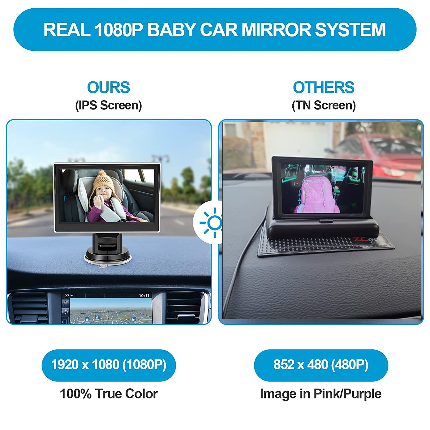 4.3 inch private model HD 1080P car baby monitor car baby mirror eprolo