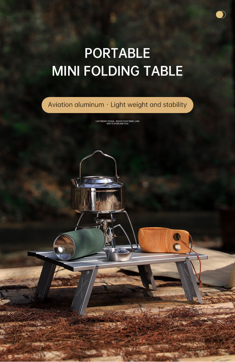 Black Lightweight Portable Folding Ultralight Roll Up Mini Aluminum Picnic Camping Table Foldable For Outdoor Hiking eprolo