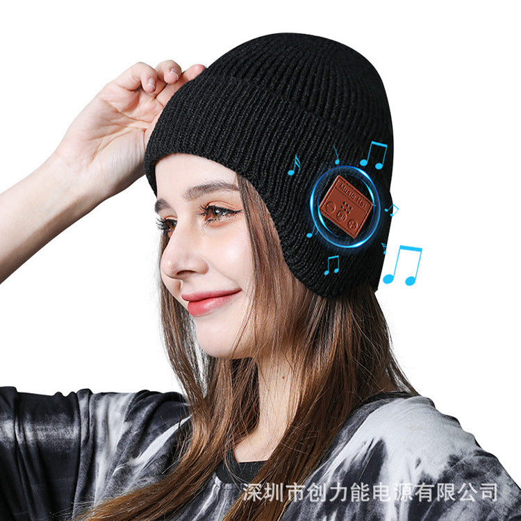 Wireless 5.0 Bluetooth Headset Cap Outdoor Warm Music Wrap Ear Cap eprolo