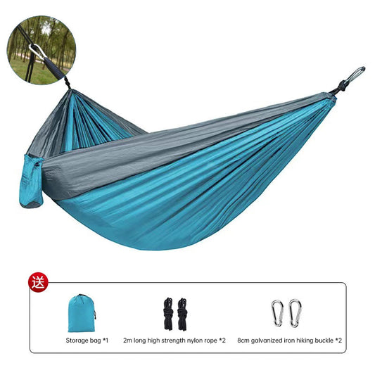 Outdoor Hammock Camping Single And Double Parachute Fabric Color Matching Hammock Widened Swing Indoor Leisure eprolo