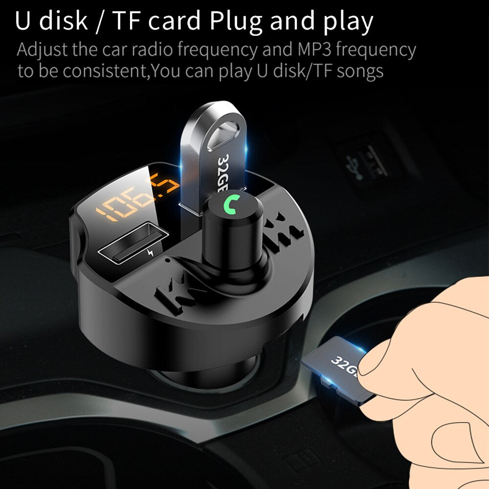 Car Fm Transmitter Bluetooth 5.0 Car Mp3 Player Modulator Adapter Battery Voltage TF Card Hands-free Dual USB Smart Chip T66 eprolo