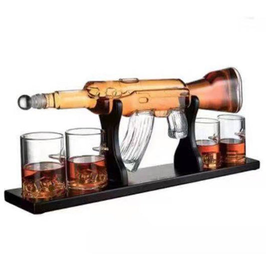 Crystal Glass AK47 Rifle Gun Whiskey Wine Glass Decanter With 4 Whiskey Glasses Set For Liquor,Whiskey,Vodka,Brandy eprolo