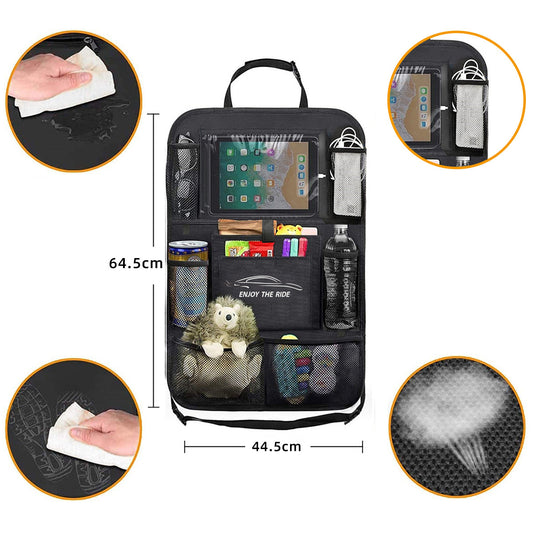 Car Seat Storage Bag Seat Back Hanging Bag Car Supplies Multi Functional Rear Seat Back Anti-Kick Pad Storage Bag eprolo