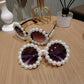 Retro Round Sunglasses Women's Trendy Elegant Pearl Inlaid Sunglasses Net Red Star With UV Protection eprolo