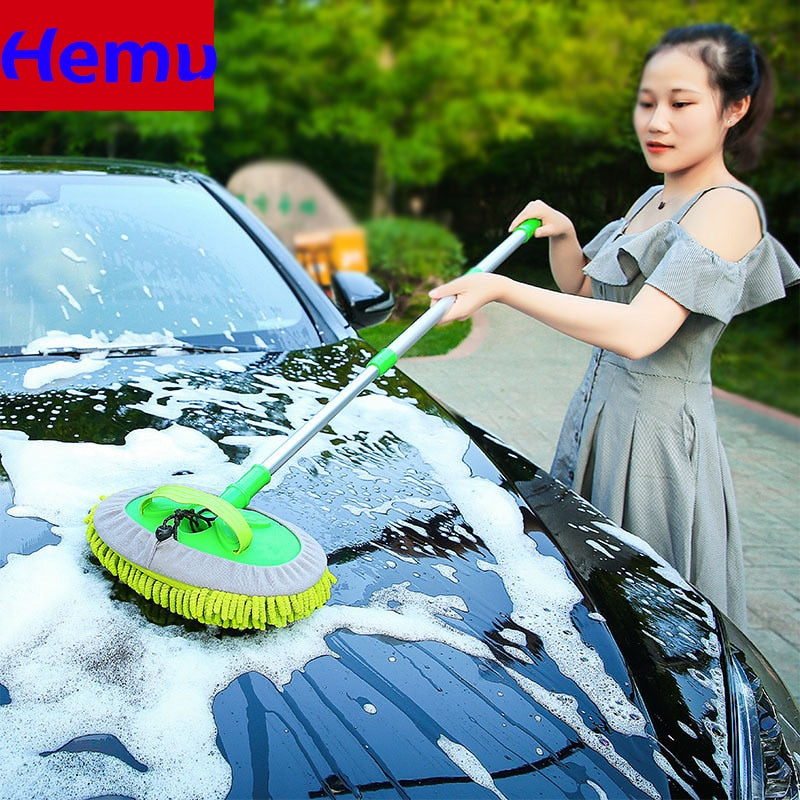 Upgrade Three section telescopic car washing mop Super absorbent Car Cleaning Car brushes Mop Window Wash Tool Dust Wax Mop Soft eprolo