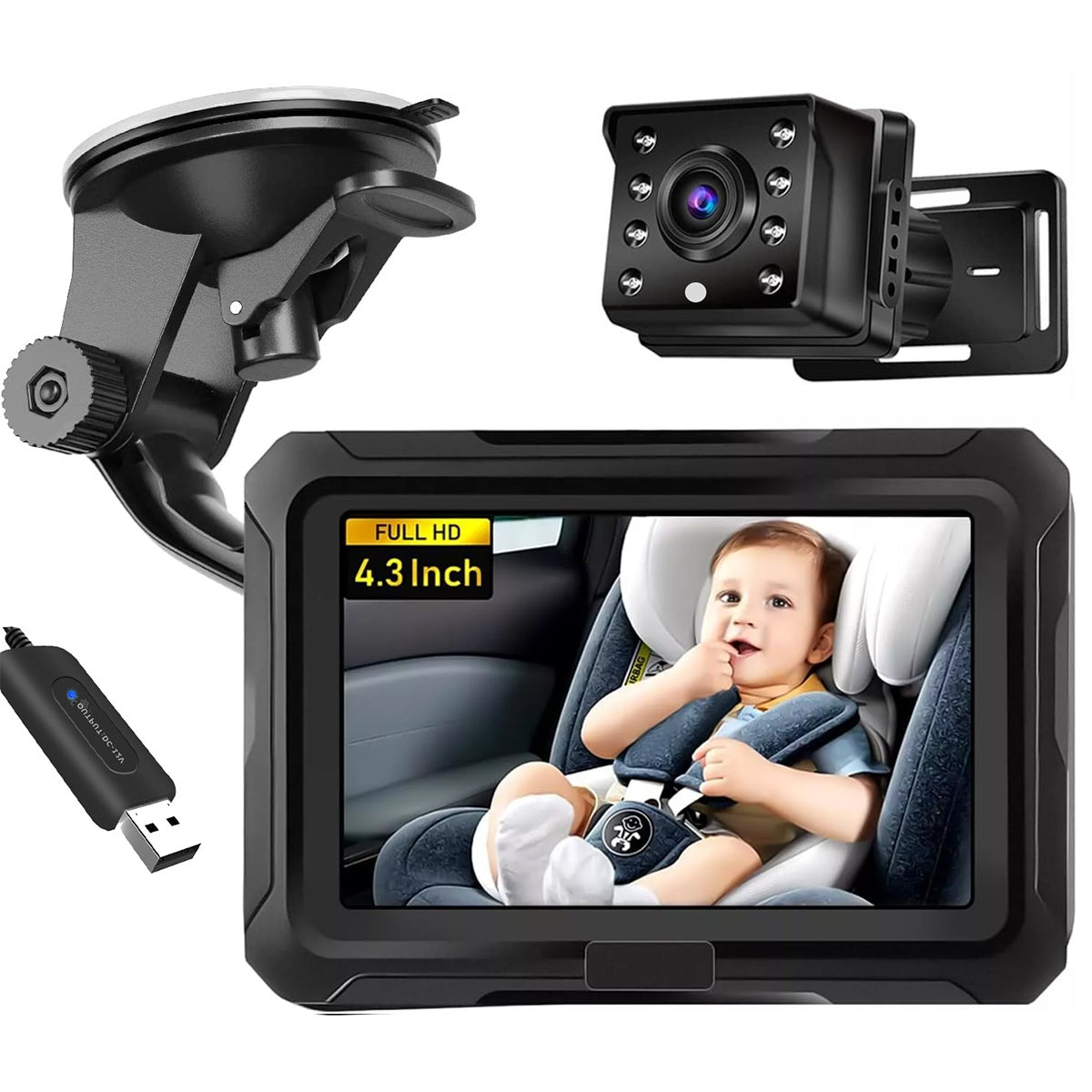 4.3 inch private model HD 1080P car baby monitor car baby mirror eprolo