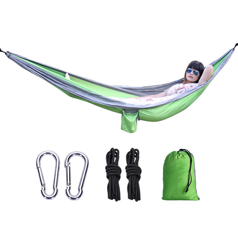 Outdoor Hammock Camping Single And Double Parachute Fabric Color Matching Hammock Widened Swing Indoor Leisure eprolo