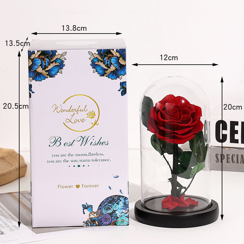 Christmas Valentine's Day Creative Gift Gift for Girlfriend Glass Cover Eternal Flower Gift Box Eternal Rose Gift Ornament eprolo