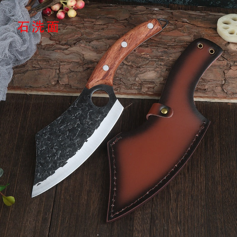 Forged ring kitchen knife butcher boning knife wooden handle high carbon steel household outdoor fish killing beef and sheep cutting butcher knife eprolo