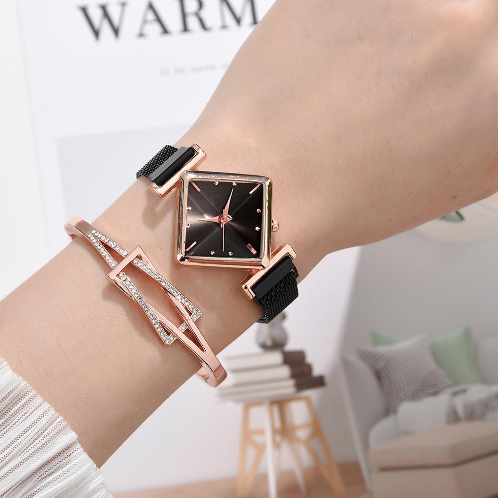 Women Square Watch Luxury Ladies Quartz Magnet Buckle Gradient Color Watches Relogio Feminino For Gift Clock eprolo