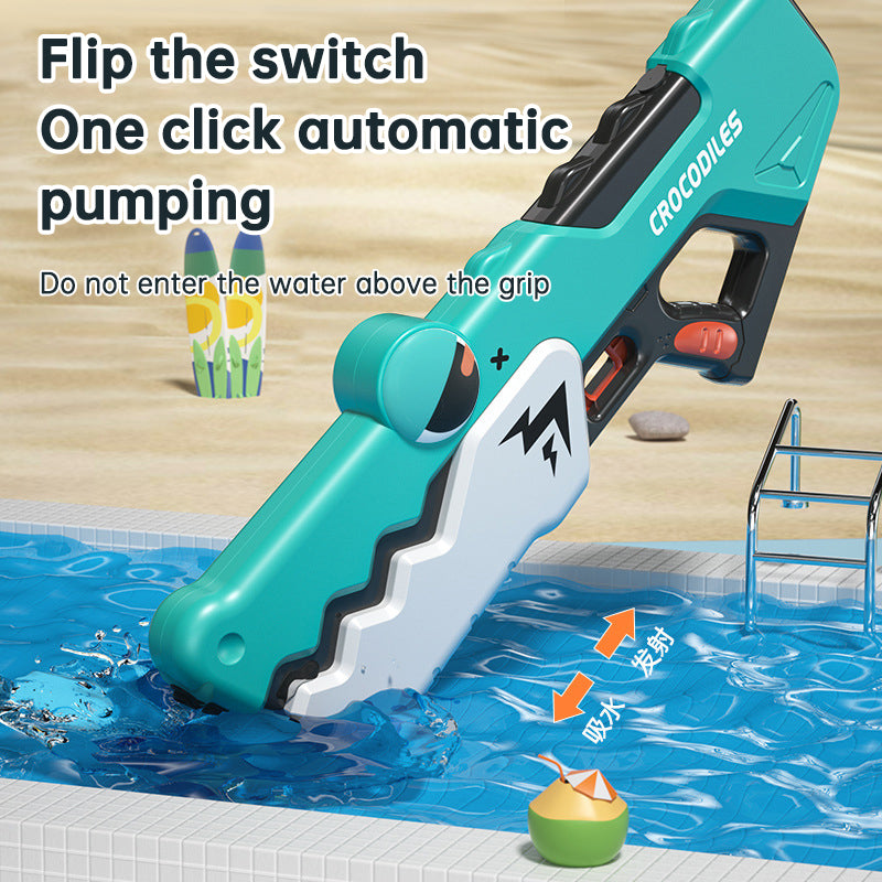 Cute Crocodile Automatic Electric Water Gun Summer Toy Gun Beach Outdoor Water Fight Toys