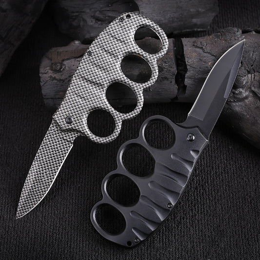 Outdoor Knife Stainless Steel Gloves Folding Knife Camping Defense Carry Knives Multifunctional Carbon Fiber Gloves Folding Knife