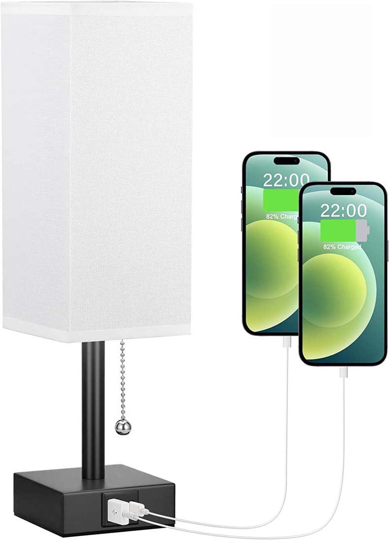 Linen 90 square desk lamp zipper switch three color temperature variable light A+C USB charging eprolo