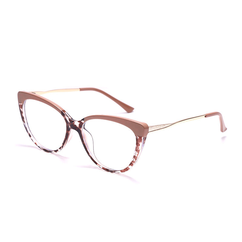 TR90 Anti-Blue Light Cat Eye Retro Glasses Frame New Personality Flat Mirror European And American Metal Trend Glasses Frame eprolo