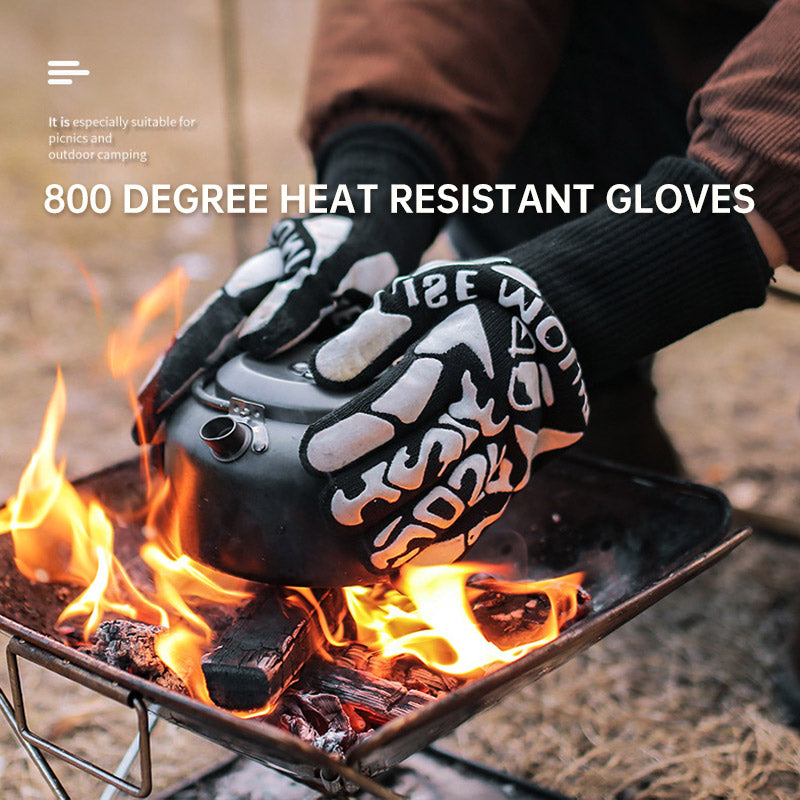 Outdoor 800 degree heat resistant gloves, thermal insulation and anti scald gloves, silicone BBQ barbecue oven thickened gloves eprolo