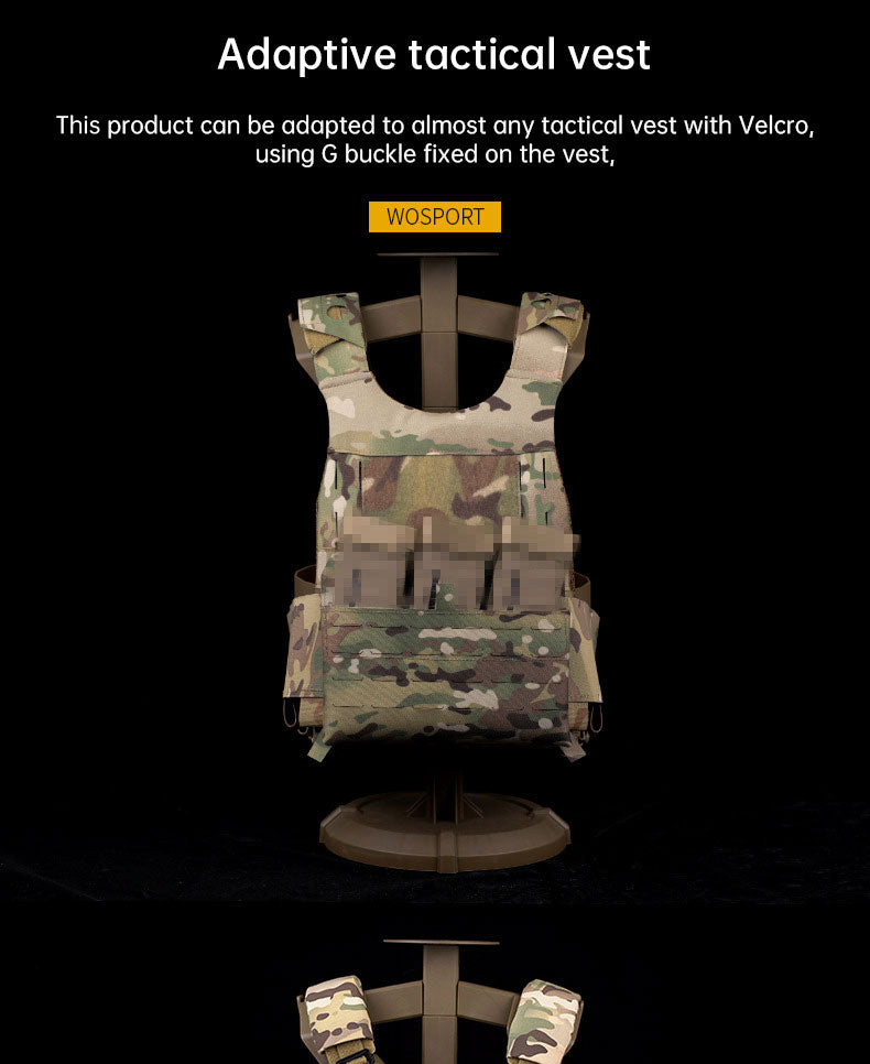 WoSporT can accommodate three 5.56 (or two 7.62) inner pockets with built-in function cover camouflage front panel eprolo