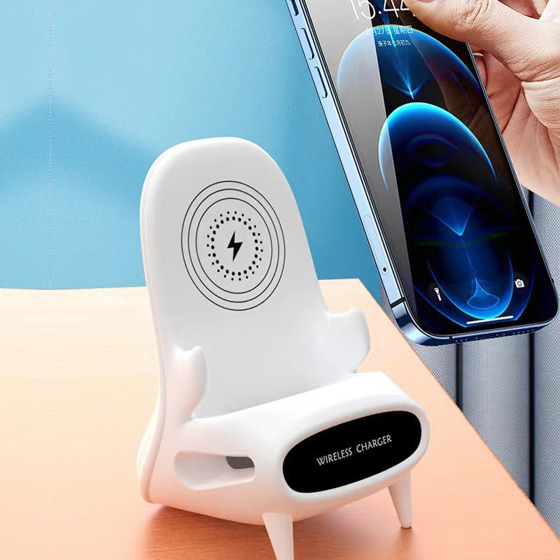 Epsilon Portable Mini Chair Wireless Charger Desk Mobile Phone Holder Wireless Charger 10W Fast Charge With Bracket Speaker eprolo