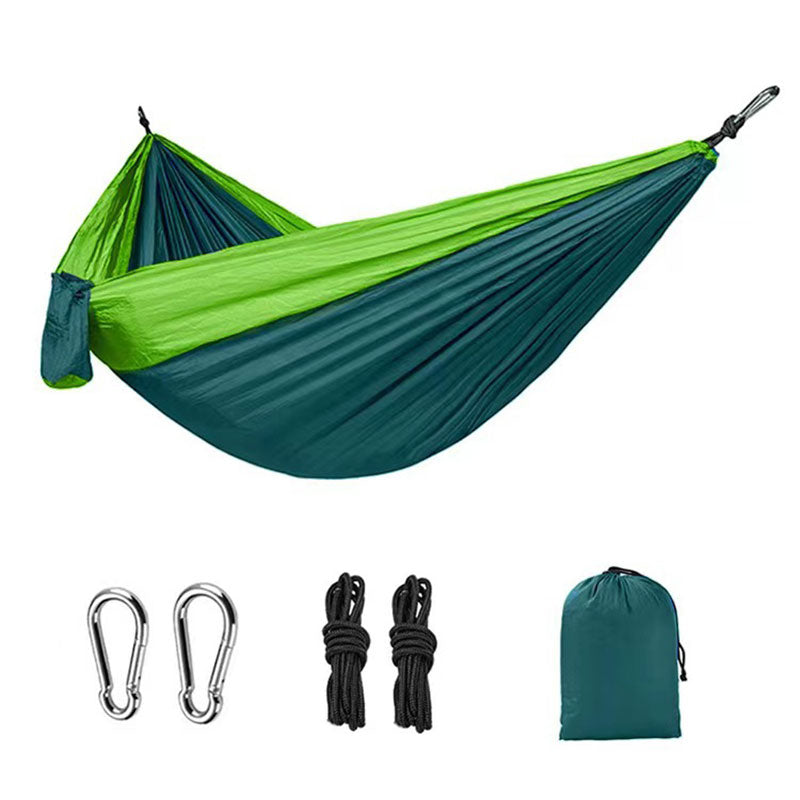 Outdoor Hammock Camping Single And Double Parachute Fabric Color Matching Hammock Widened Swing Indoor Leisure eprolo