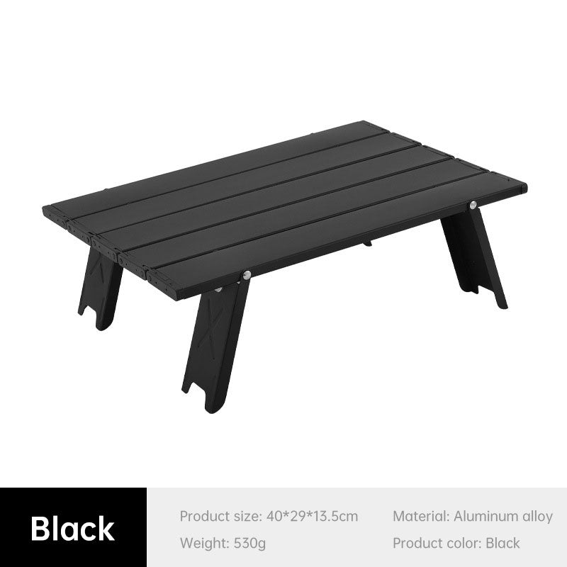 Black Lightweight Portable Folding Ultralight Roll Up Mini Aluminum Picnic Camping Table Foldable For Outdoor Hiking eprolo