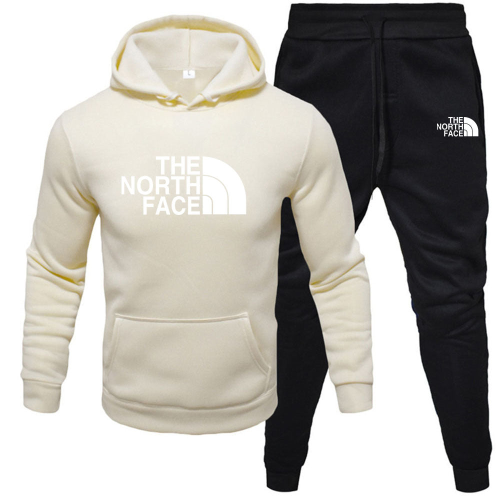 Men's pullover with fleece hoodie sweatshirt set printed casual sports set eprolo