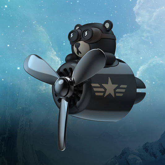 Hako Bear Airplane Car Aromatherapy Cartoon Cute Creative Little Black Bear Pilot Car Air Outlet Perfume eprolo