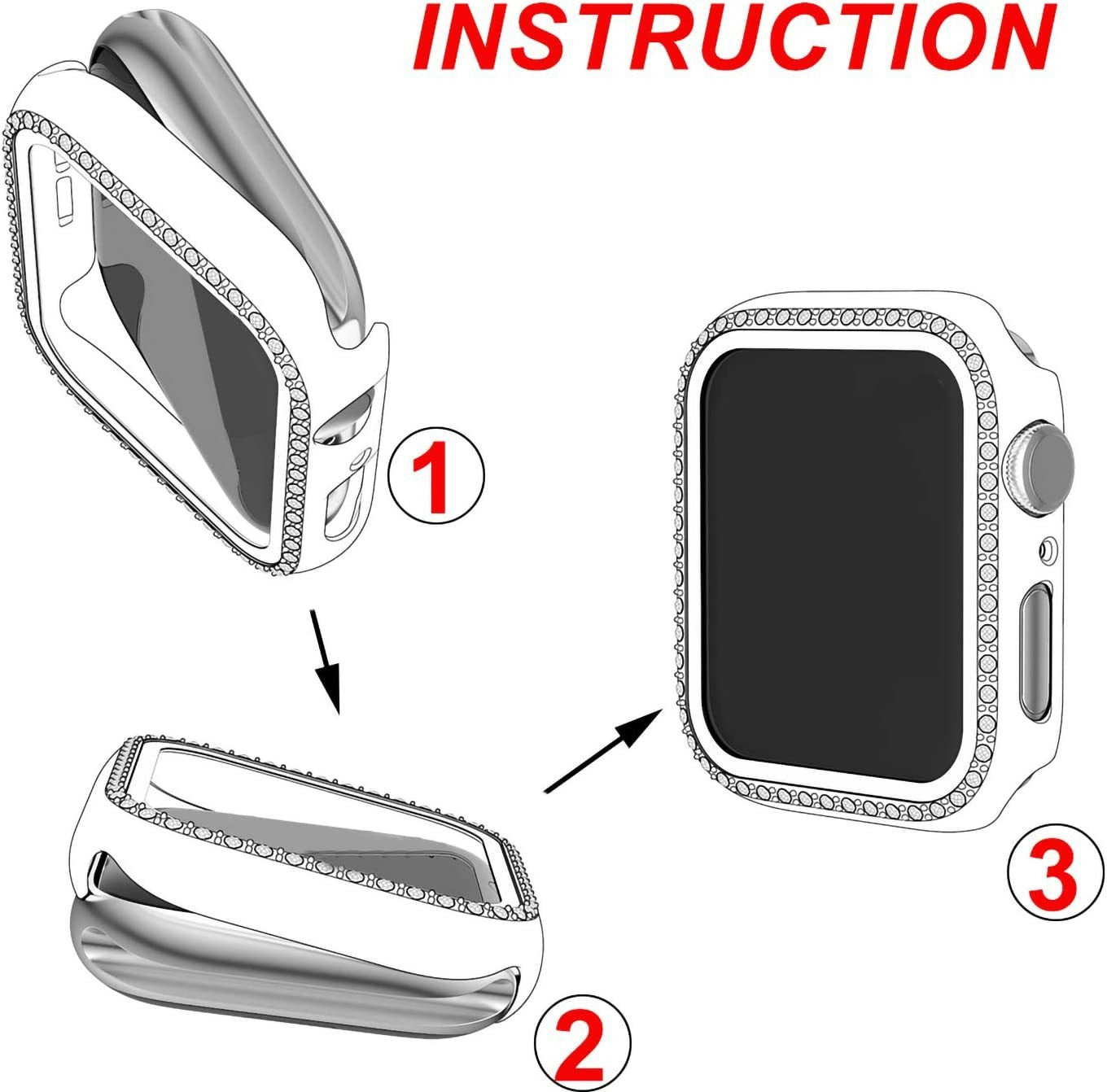 Suitable for iwatch8 Apple Watch Case Protection Case PC Single Row Diamond Hollow Case 41MM45MM eprolo