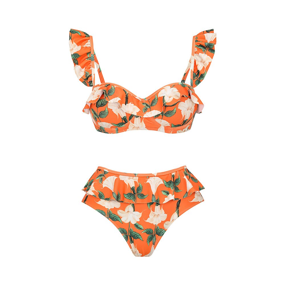 Sexy Beach Holidays Party Causal Bikini Set Women's Print Pattern Slim Backless Swimwear Female eprolo