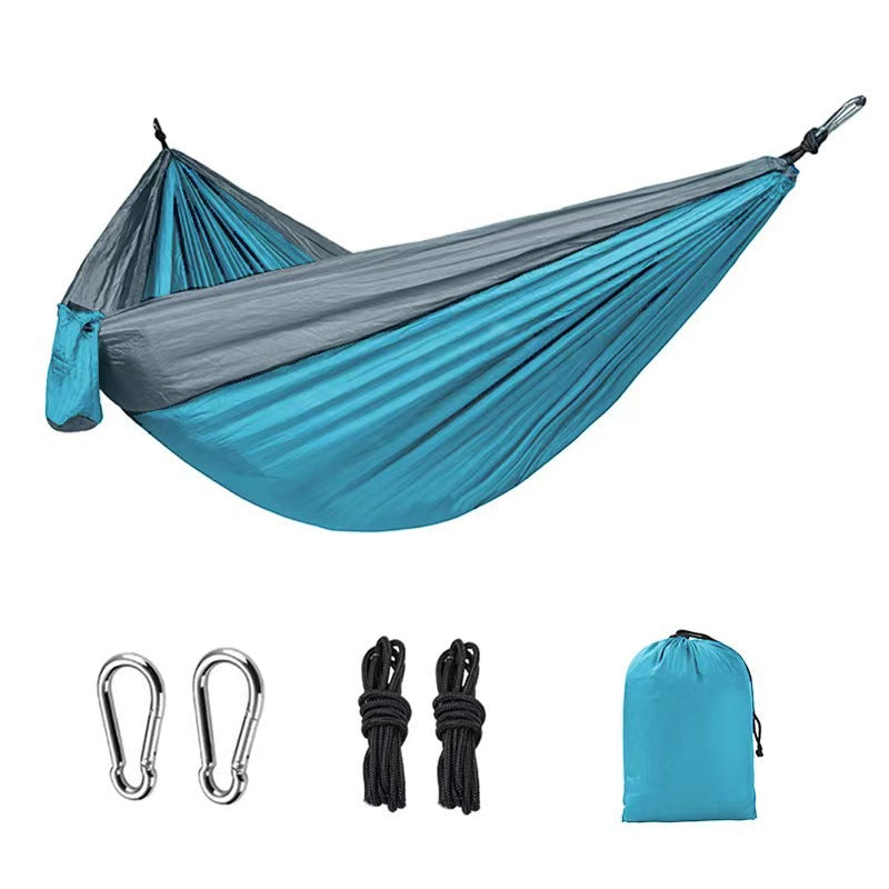 Outdoor Hammock Camping Single And Double Parachute Fabric Color Matching Hammock Widened Swing Indoor Leisure eprolo