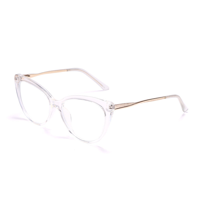 TR90 Anti-Blue Light Cat Eye Retro Glasses Frame New Personality Flat Mirror European And American Metal Trend Glasses Frame eprolo