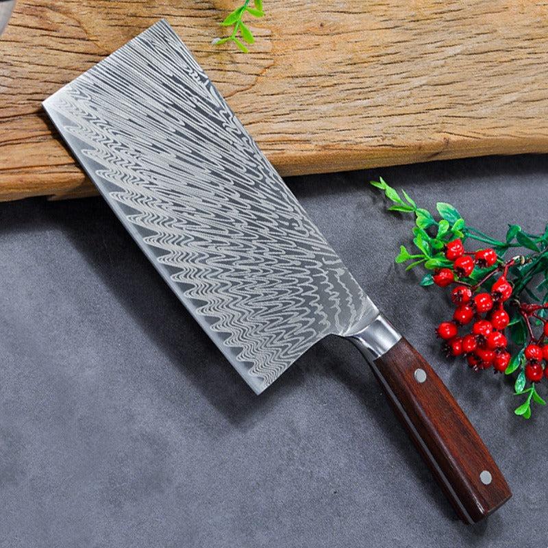 Wooden Handle Kitchen Butcher Cleaver Chef Knife 9cr18 Layers Damascus Carbon Steel eprolo