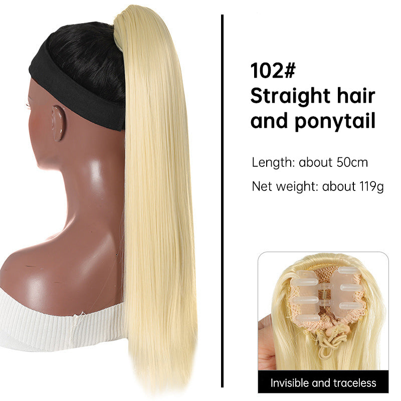 Grab clip ponytail wig female straight hair ponytail mini small grab clip ponytail long straight hair chemical fiber wig high ponytail eprolo