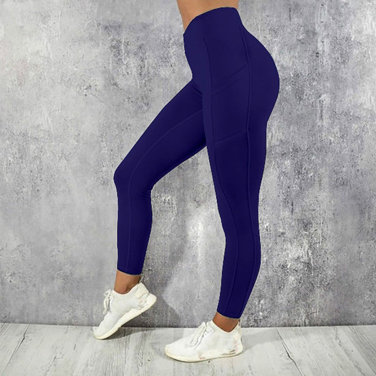 Women's High Waist High Elastic Side Pocket Multicolor Sports Running Fitness Yoga Leggings eprolo