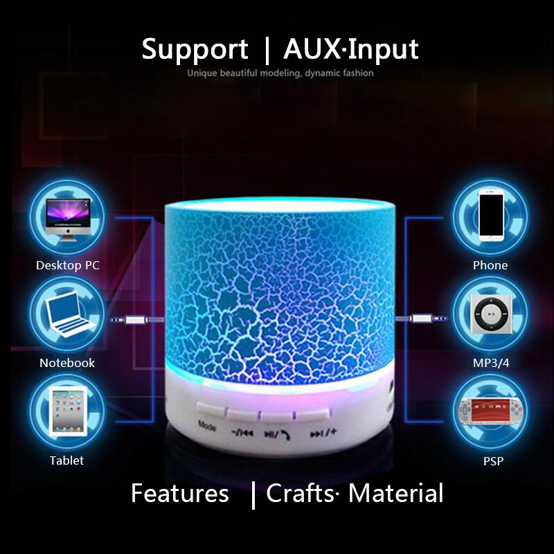 A9 LED Bluetooth Speaker Mini Speakers Hands Free Portable Wireless Speaker With TF Card Mic USB Audio Music Player eprolo