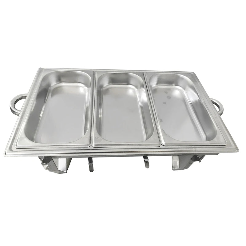 3 * 3L Chafing Dish Set Full Size Stainless Steel Silver Catering Warmer Set For Buffet Catering eprolo