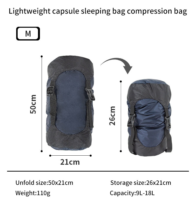 Camping and camping sleeping bag storage bag Lightweight capsule compression bag Travel clothing and miscellaneous storage bag 40D eprolo