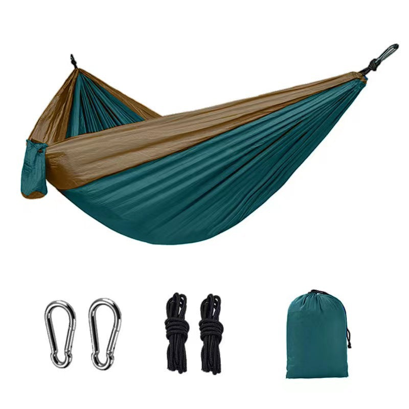 Outdoor Hammock Camping Single And Double Parachute Fabric Color Matching Hammock Widened Swing Indoor Leisure eprolo