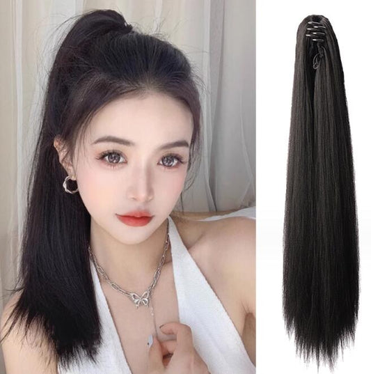 Grab clip ponytail wig female straight hair ponytail mini small grab clip ponytail long straight hair chemical fiber wig high ponytail eprolo