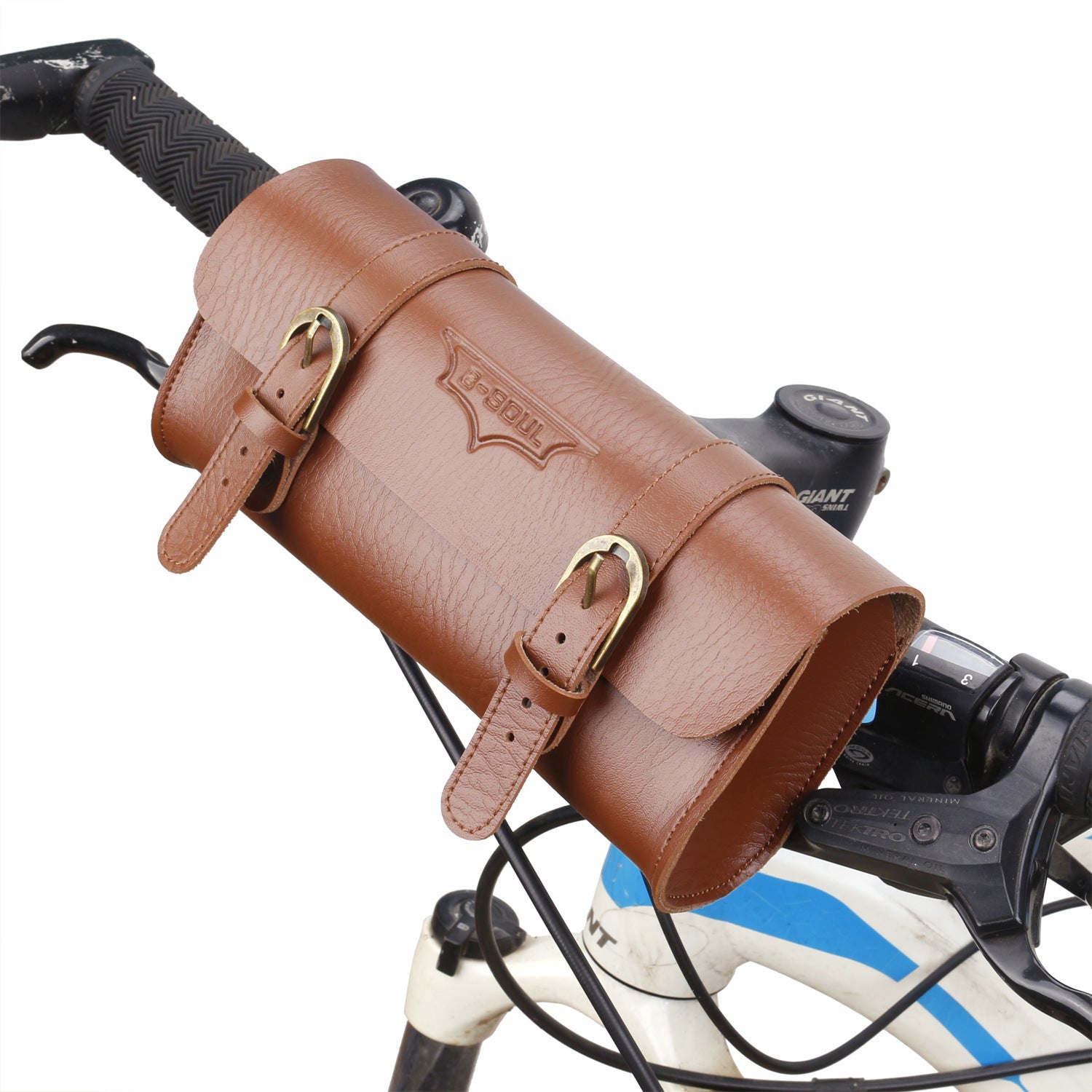 Retro PU Leather Waterproof Hanging Tail Cushion Bag Cycling Equipment Bicycle Handlebar Bag eprolo