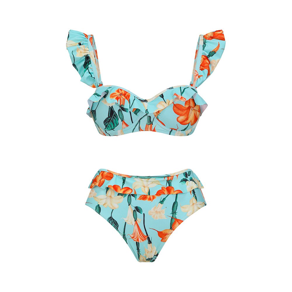 Sexy Beach Holidays Party Causal Bikini Set Women's Print Pattern Slim Backless Swimwear Female eprolo