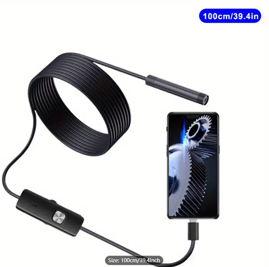 1m/2m Endoscope Camera Waterproof Endoscope Borescope Adjustable Soft Wire 7mm Android Type-C USB Inspection Camea For Car(640*480 eprolo