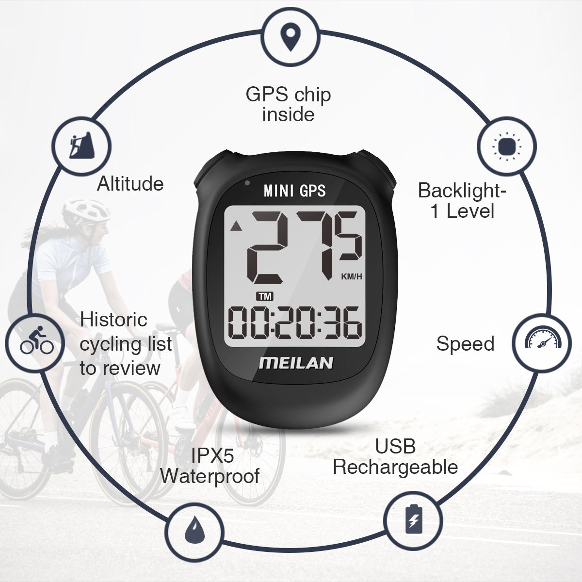 Meilan M3 GPS Bicycle Computer GPS Cycle Computer Waterproof Speedometer eprolo