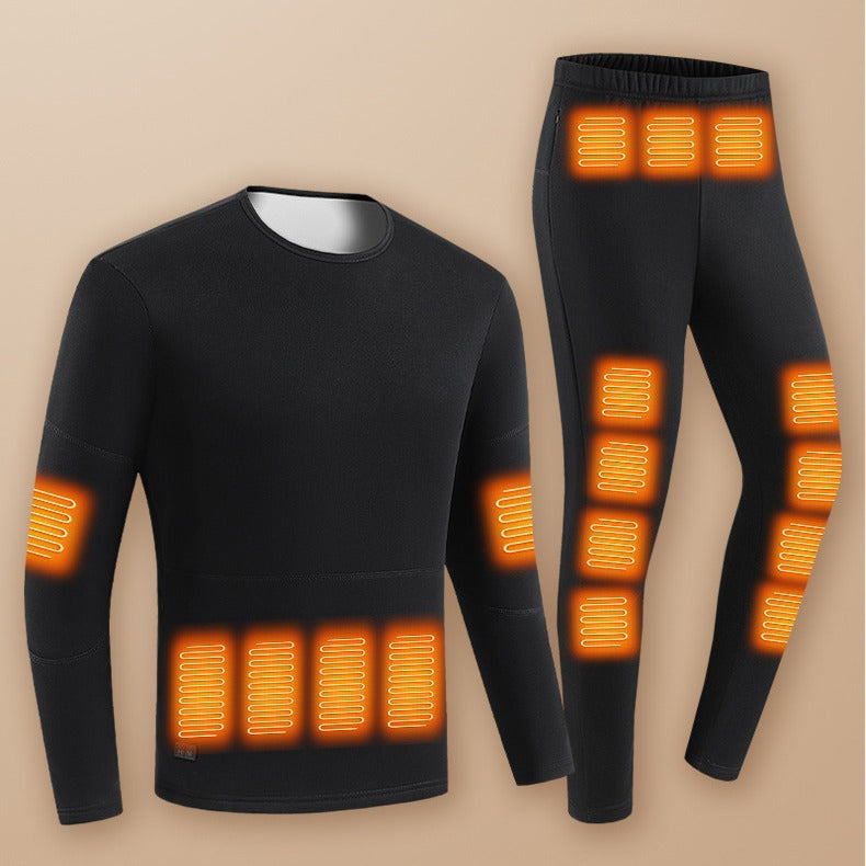 Intelligent heating underwear set with dual interfaces and thickened fleece to keep warm and protect against the cold during winter eprolo