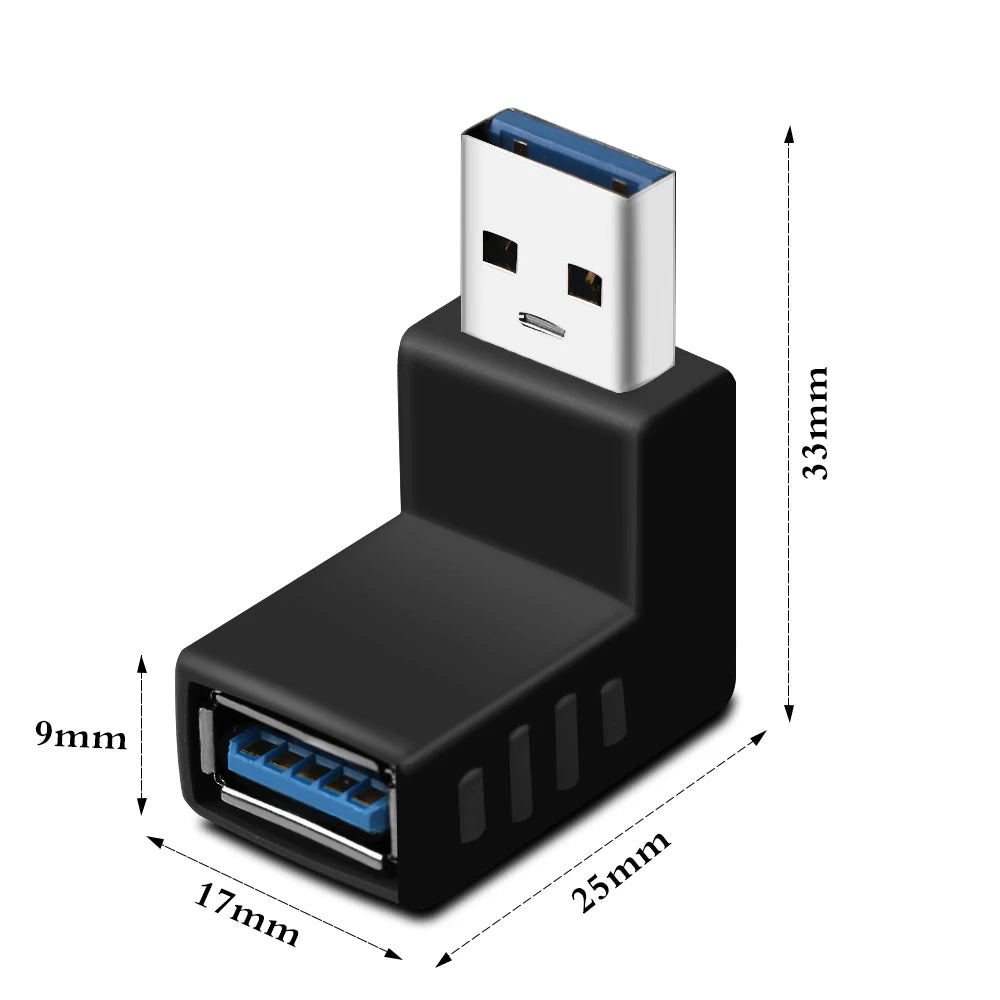 New 90 Degree USB 3.0 A Male To Female AM/AF Left And Right Angled Adapter Connector Adapter Plug For Laptop/PC Computer FreeDropship