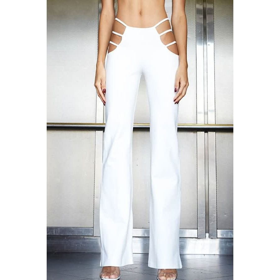 hot style sexy hollow low waist flared pants punk girl slim trousers hip lift slim elastic women's pants alfamoba